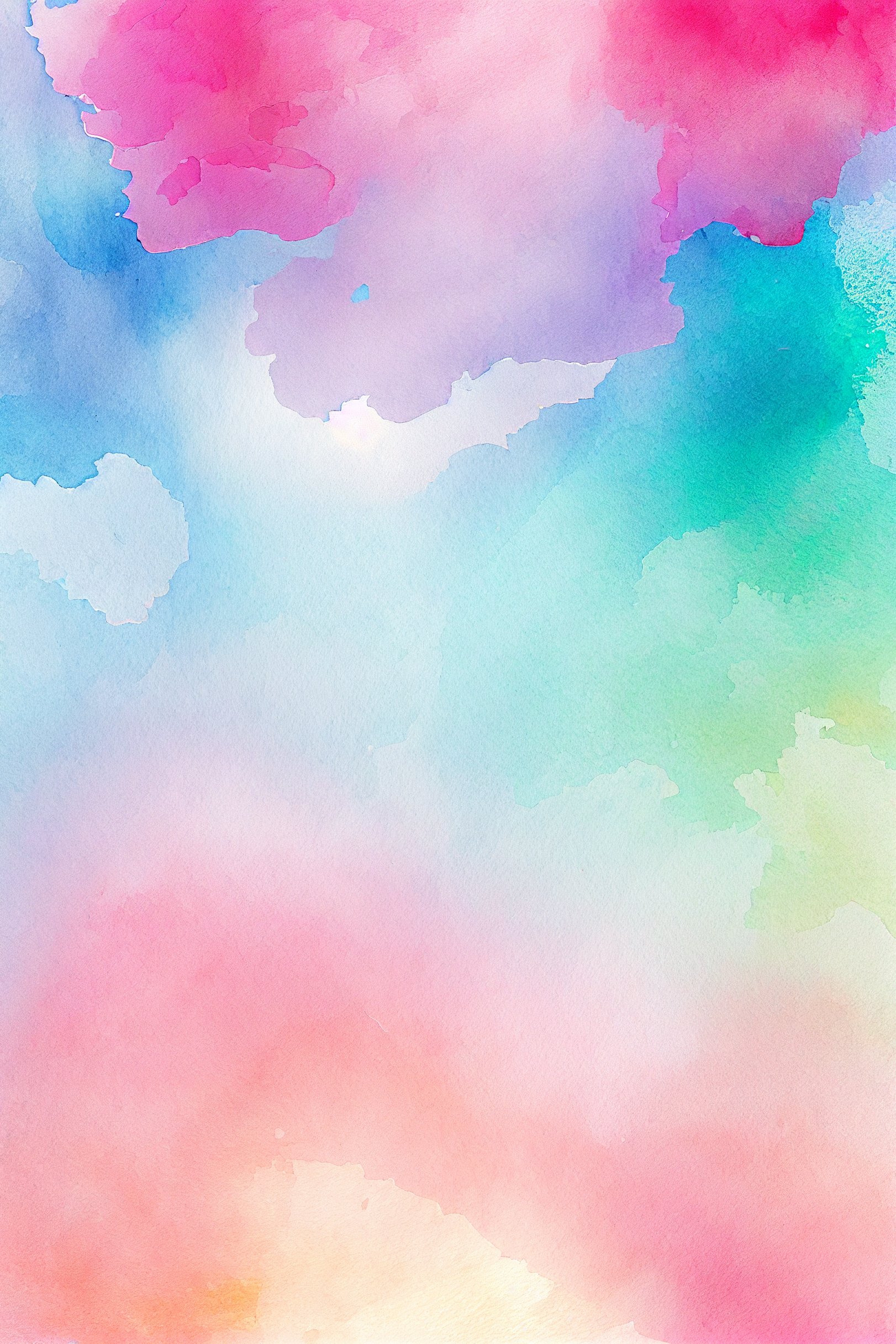 Pink Green Yellow Dreamy Gradient Watercolor Background